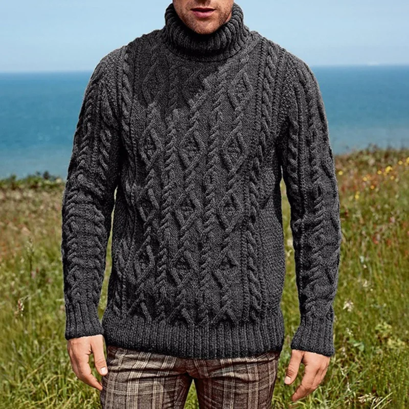 

Men's Sweater Pull Homme Hiver Regular Fit Turtleneck Long Sleeve Knitted Pullovers Male Casual Twist Pattern Keep Warm Sweaters