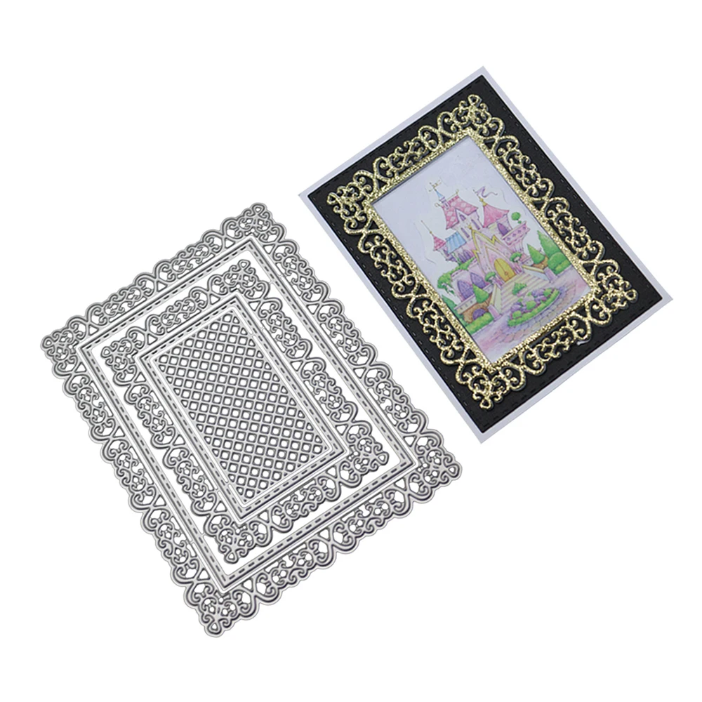  Round Oval Heart Square Rectangle Frame Metal Cutting Dies Border Invitation Card Lace Background D - 4000075060517