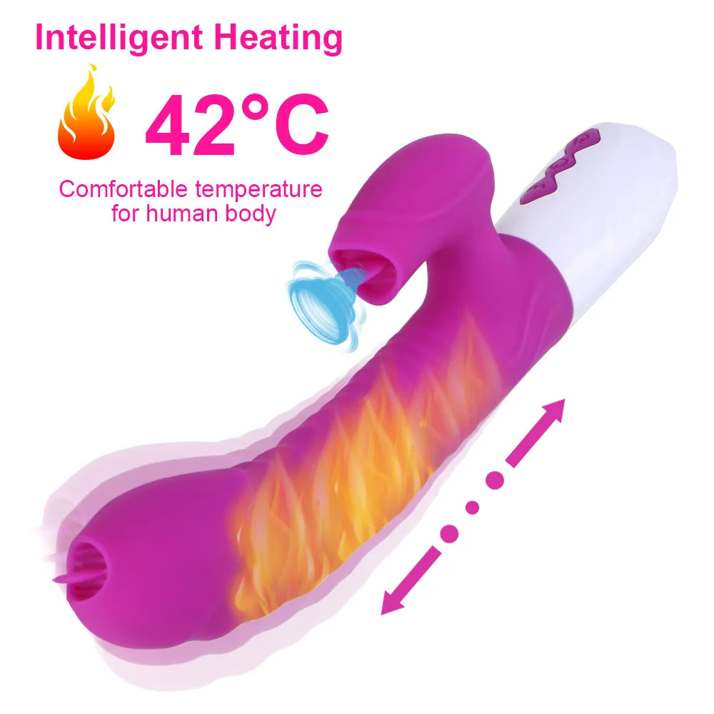 Vibratore bacchetta vibratore telescopico riscaldabile vibratore doppia lingua giocattoli del sesso per le donne G Spot Clitoride S_voghion.com