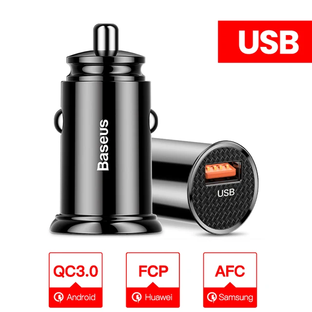 Baseus Dual USB Car Charger 5A Fast Charing 2 Port 12-24V Cigarette Socket Lighter Car USBC Charger for iPhone 12 Power Adapter 18W USB Charger