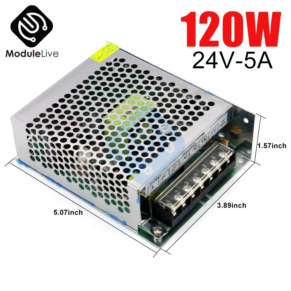 

DC 24V 5A 120W Power Supply Lighting Transformer For LED Strip Light Switching Power Adapter Driver Electronic Tools
