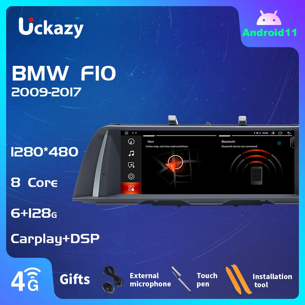 Автомагнитола Uckazy Android 11 DVD-плеер для BMW 5 серии F10 F11 2010-2016 CIC NBT мультимедийный