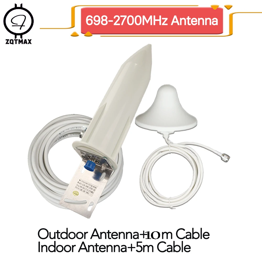 

ZQTMAX 2G 3G 4G antenne 30dBi dcs cdma gsm repeater 900 1800 2100 2600 mobile signal booster with cable set