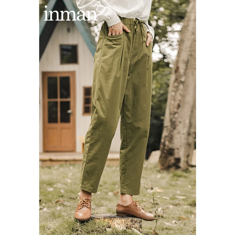 INAMN 2020 Autumn New Arrival Straight Slacks Slimming Women Cotton Elastic Waist With Loose Radish Trousers Long Trousers INAMN 2020 Autumn New Arrival Straight Slacks Slimming Women Cotton Elastic Waist With Loose Radish Trousers Long Trousers