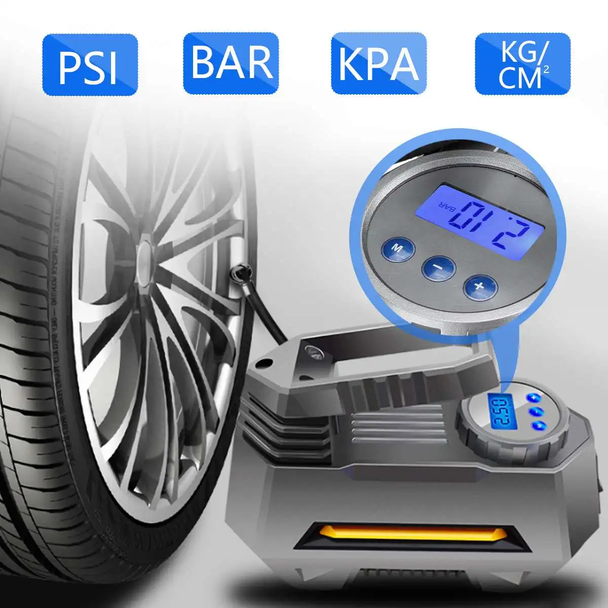A 150Psi 12V Электронный цифровой портативный автомобильный колесный насос для шин, надувной насос, воздушный компрессор, Электрический насос, насадка для машины - Название цвета: A