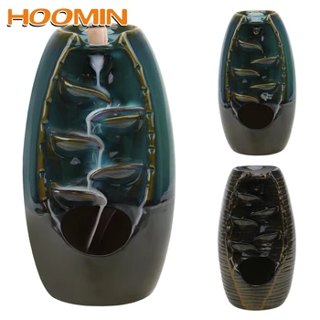 

HOOMIN Ceramic Incense Holder for Home Office Teahouse Use Mixed Incense Cones Backflow Incense Burner Home Decor