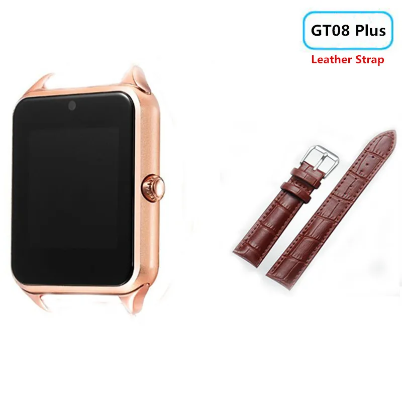 GT08 Plus Brown Смарт-часы Z60, металлические часы GT08 Plus, кожаный ремешок, часы с поддержкой sim-карты TF, Bluetooth, Push Message для всех телефонов Android - Цвет: GT08 Plus Brown