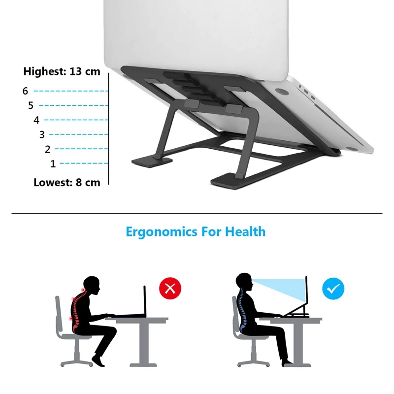 Cooling Rack Folding Adjustable Angle Aluminum Alloy Desktop Portable Holder Office Universal Ergonomic Non Slip Laptop Stand