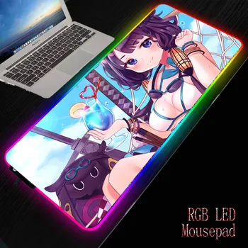 

MRGBEST Sexy Anime Girl with Sword Large RGB Gaming Mouse Pad Gamer Computer table pad Anti-slip Natural Rubber Gaming Mouse Mat