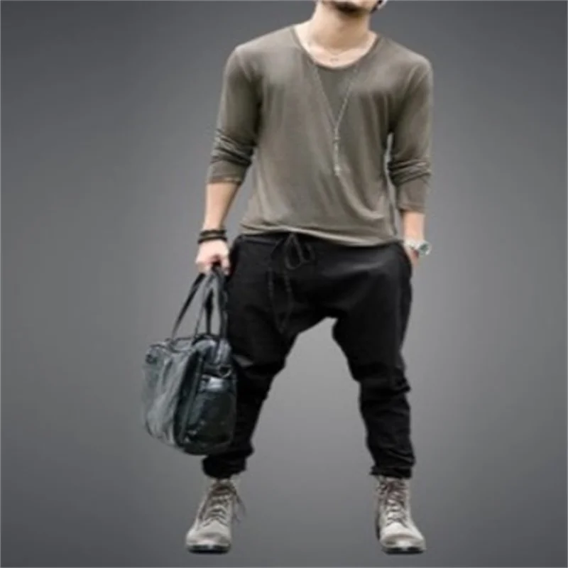 European and American trendy young men's pants, all kinds of leggings, leggings, men's pants, lace up, loose casual pants, Leggi