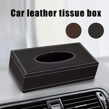 

Office Household Desktop Faux Leather Solid Color Table Tissue Paper Napkin Storage Box Case