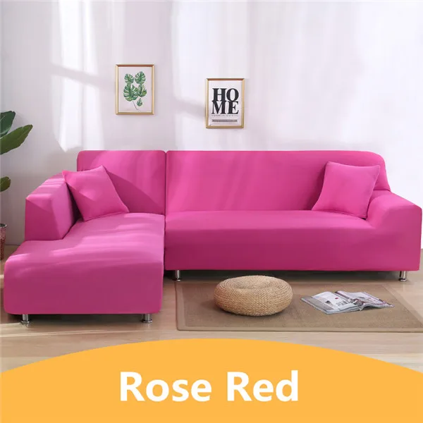 Rose Red Одноцветные Угловые чехлы для диванов для гостиной, эластичные секционные чехлы из спандекса, чехлы для дивана, Стрейчевые диванные полотенца - Цвет: Rose Red