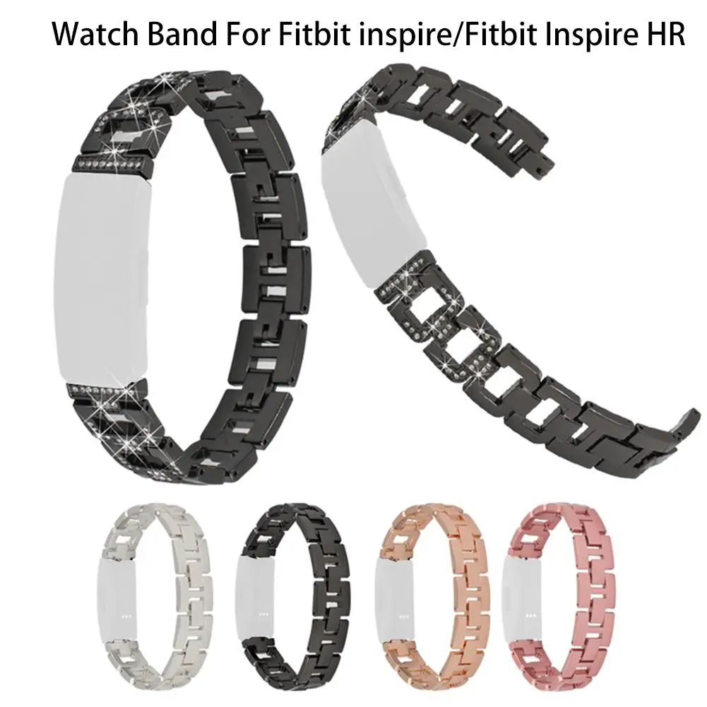 Металлический ремешок из нержавеющей стали для Fitbit Inspire браслета d-зубец горный хрусталь огнеупорные часы цепочка ремешок смарт-Аксессуары