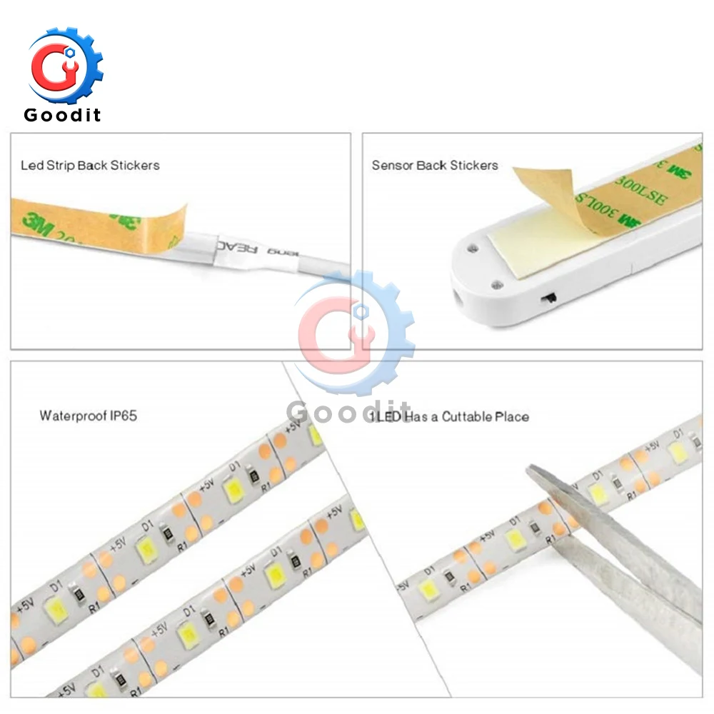PIR Motion Sensor LED Lights For Kitchen LED Under Cabinet Light Bedside Stairs Wardrobe Night Security Lamp Battery Power Lamp