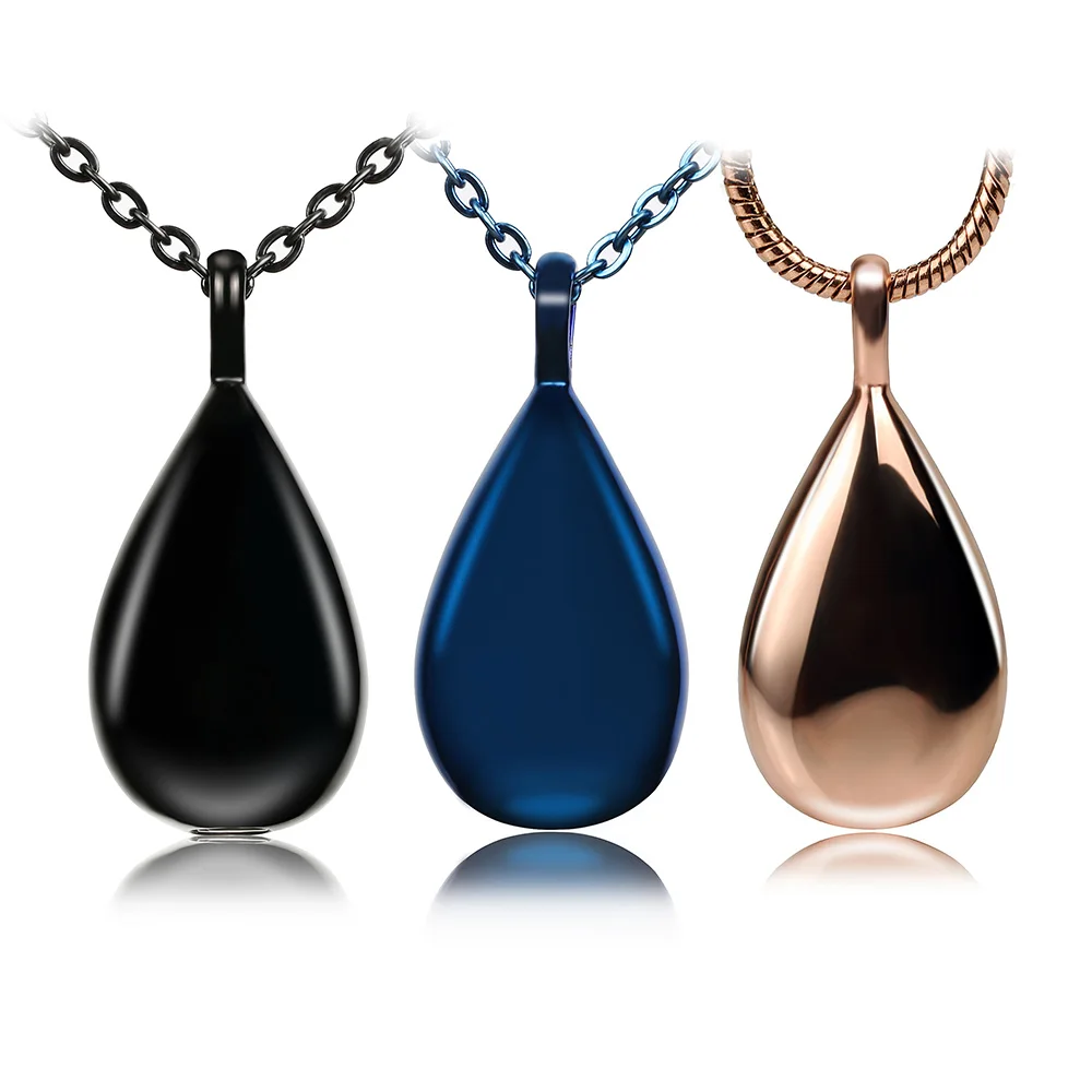 

BOFEE Ashes Birthstone Memorial Necklace Urn Cremation Pendant Charm Teardrop Chain Stainless Steel Fashion Jewelry Gift Unisex