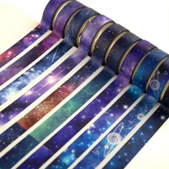 

10 pcs/set 0.8CM*2M Mini Slim Galaxy Starry Night Washi Tape Set Masking Tape Scrapbooking Diy Tools Self Adhesive Tape