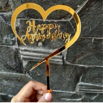 

Colored flowers Happy Birthday Cake Topper Golden Acrylic Birthday party Dessert decoration for Baby shower Baking supplies new