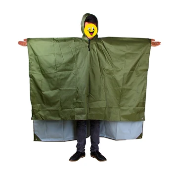 

1pc 3 In 1 Outdoor Raincoat Multifunctional Backpack Rain Cover Waterproof Tent Mat Awning Climbing Cycling Hiking Rain Coat