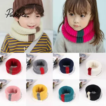 

Brand Knit Neck Scarf Girls Thick Warmer Fleece Inside Winter Snood Scarf Wool Elastic Children Collar Ring Scarves 2020