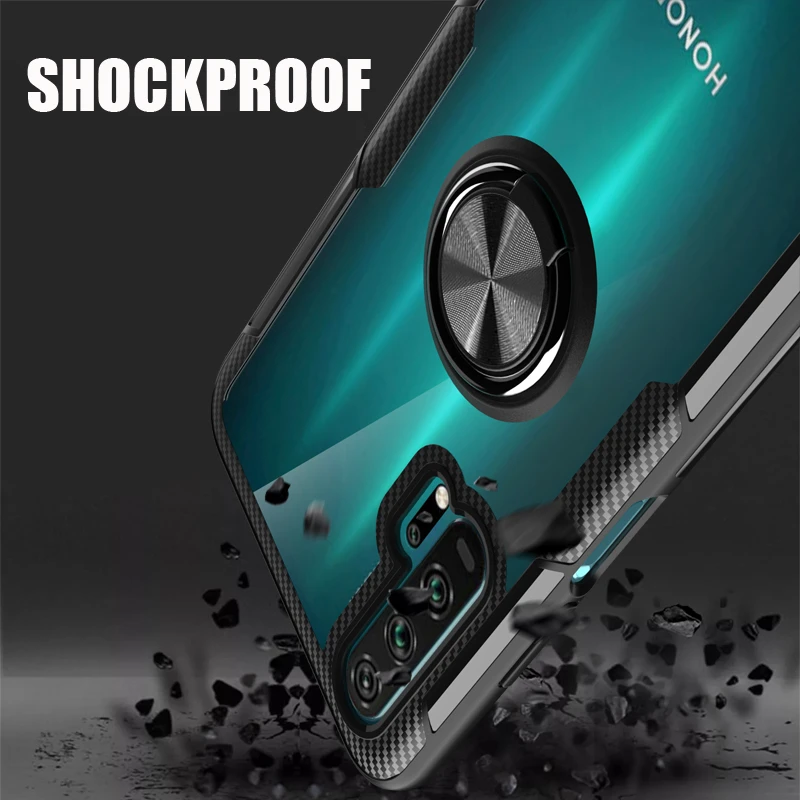 Transparent Ring Case For Honor 20 Pro 10i 10 Lite 8X Nova 5T 4e Shockproof Phone Cover for Huawei P40 Pro P30 Lite P20