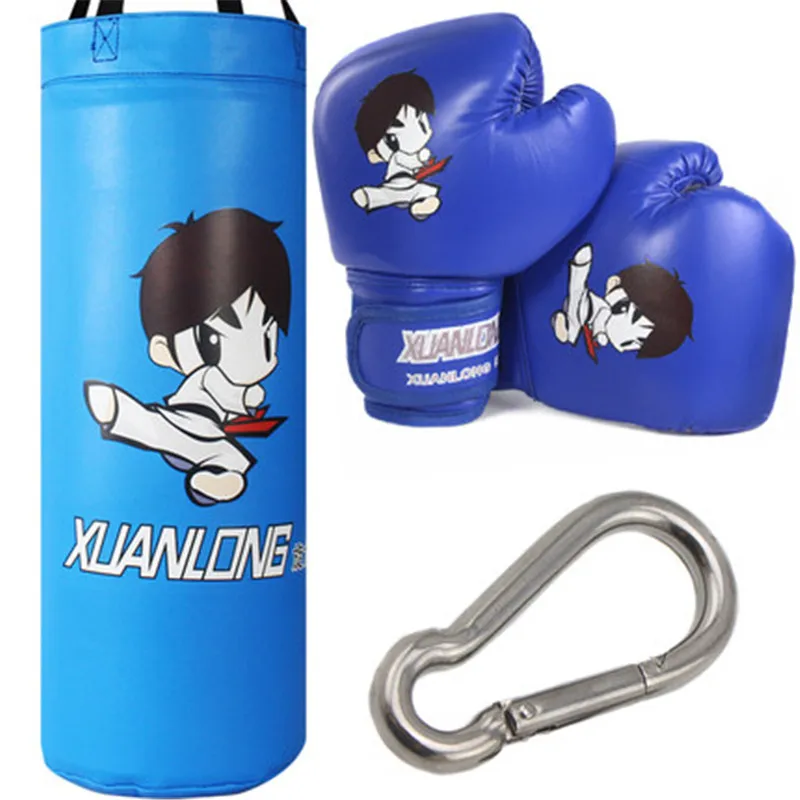 Детский домашний боксерский мешок с перчатками, боксерский мешок с песком, тхэквондо, спортивный фитнес-тренажер, игрушка для детей - Цвет: blue Kicking set