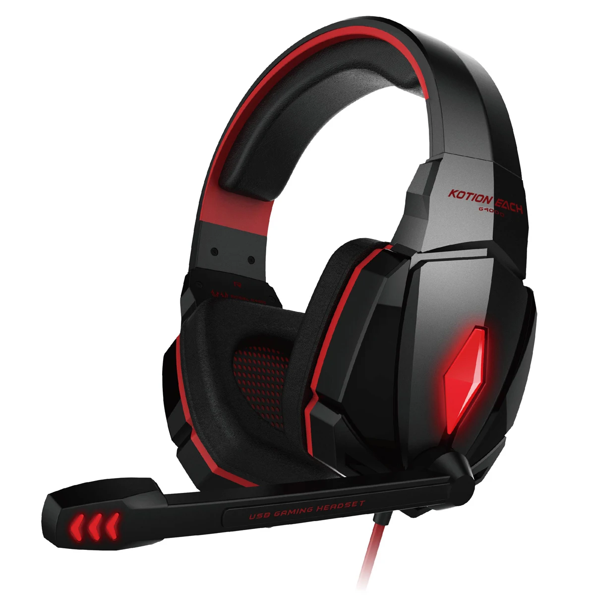 

Cotion Each Led Over-Ear LED Gaming Headphone Super Bass Stereo Music Game Player Headset With Mic Volume Adjustable Earphone