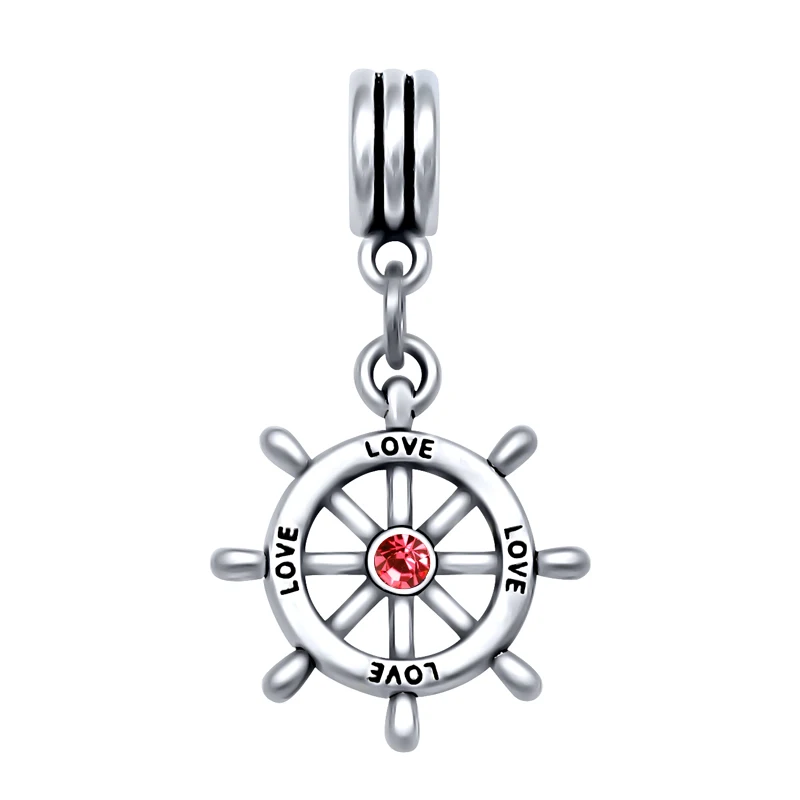 

Silver Color Crystal Love Rudder Charm Pendants Fit Pandora Charms Bead Bracelets DIY Fashion Jewelry Making,SPP046