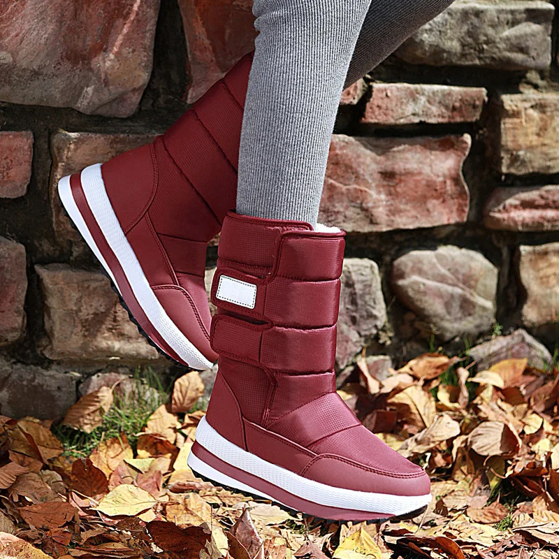 

Rimocy Snow Boots Women Winter Warm Cotton-padded Waterproof Boots Hook Loop Platform Non-slip Botas Mujer Outdoor Shoes Woman