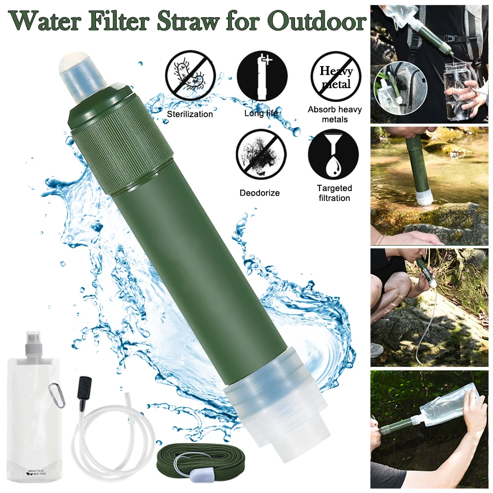 

Water Filter Straw Portable Filtration System 2-Stage Water Purifier Survival Gear for Camping Hiking Climbing and Emergency