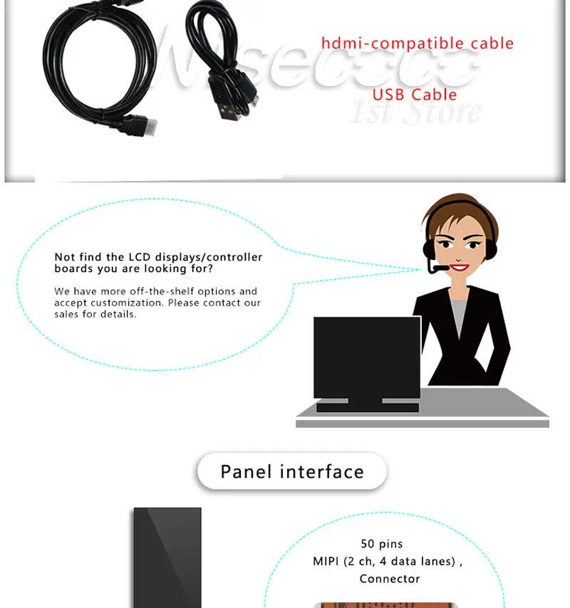 painel compatível com placa de controlador mipi
