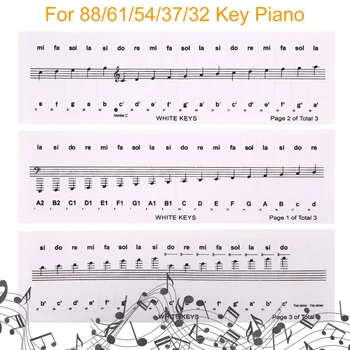 

88/61/54/37/32 Key Piano Stickers Transparent Detachable Piano Keyboard Lectronic Piano Spectrum Sticker Symbol
