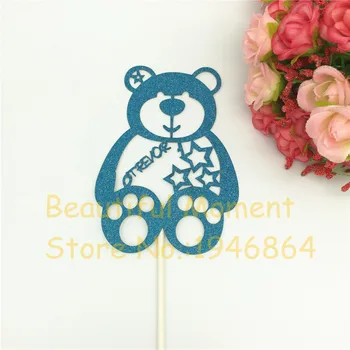 

12pcs Glitter Blue Cute Bear Cake Topper Favors Party Cake Twinkle Cupcake Picks Baby Shower Custom Wedding Birthday Decorations