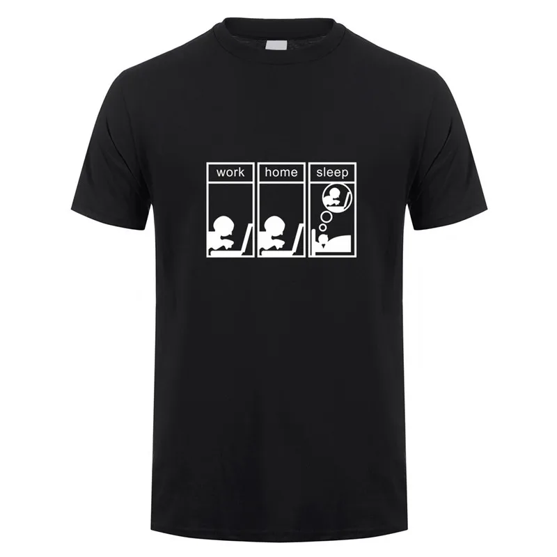 Летняя Новинка, футболка для работы, дома, сна, забавная хлопковая Повседневная мужская футболка с коротким рукавом, всегда работающая программист, Мужская футболка, Топ OS-003