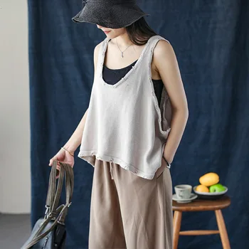 

2019 Loose Yo/Summer And Autumn Transition Laziness-Style Cotton Thread Flash Short Vest Women's Outer Wear Base Tops