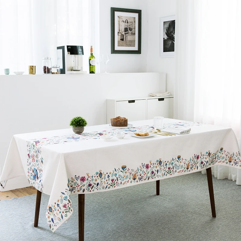 

Cotton and linen tablecloth dining table covers thick dressing flower tea table desk cloth home kitchen banquet party decoration