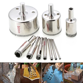 

Drill Bit Hole Drill Saw Set 10 pcs 3-50mm Diamond Drill Tool Glass Ceramic Marble Tile Hole Drill Kit Bead Rounding Sander