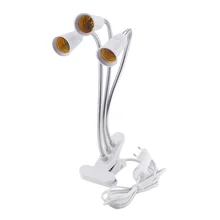 EU US Plug 360 Degrees Flexible Desk Lamp Holder E27 Base Light Socket Gooseneck Clip-On Cable With On Off Switch for Home Plant