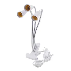 EU US Plug 360 Degrees Flexible Desk Lamp Holder E27 Base Light Socket Gooseneck Clip-On Cable With On Off Switch for Home Plant