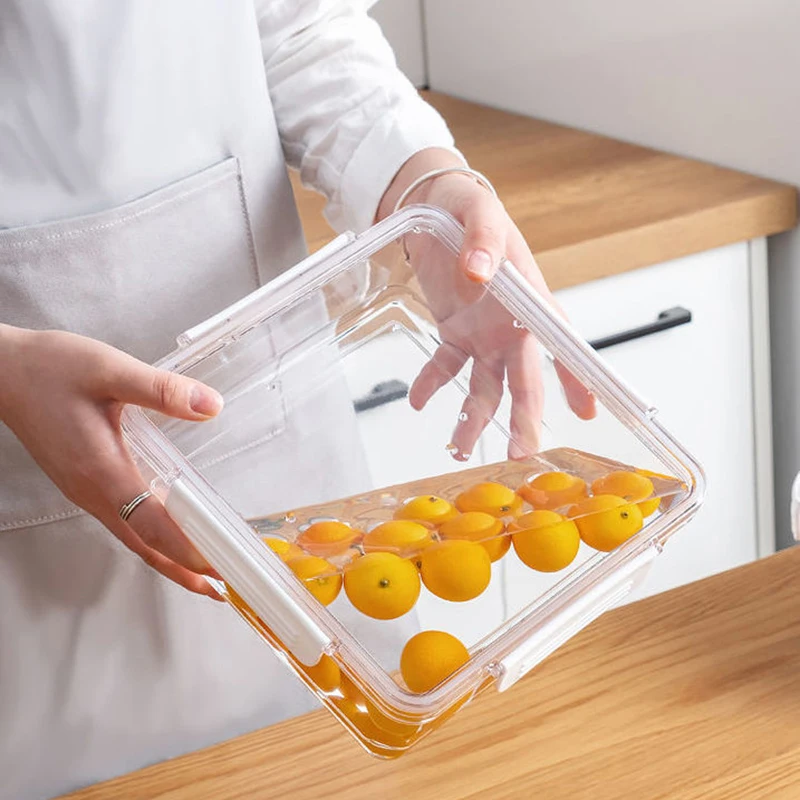 Plastic Airtight Food Containers with Transparent Lid Snack Box Fruit Tray  with Compartments Kitchen Refrigerator Organizer