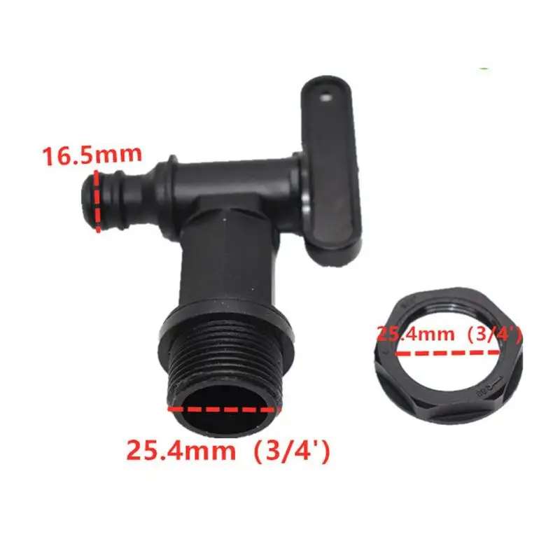 1pcs Plastic Tap And Nut For Water Butt Rain Barrel Quality Replacement Fit Snap Plastic Barrel Water Adaptor Tap Black But M7t8