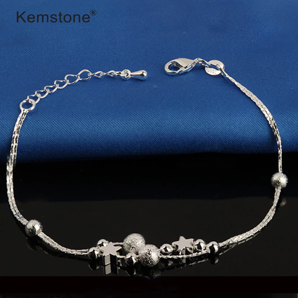 Kemstone многослойный серебряный звездный колокол Бусы Ретро-браслет на ногу ювелирные изделия подарок для девушек женщин