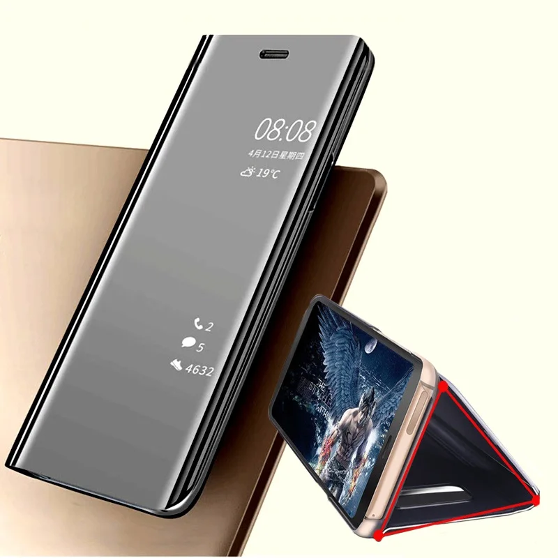 

Mirror flip Case For iphone 8 Case Mirror Flip Stand Protection Cove For iphone 6 6s 7 8 Plus Plain Hard Plating Phone Cases