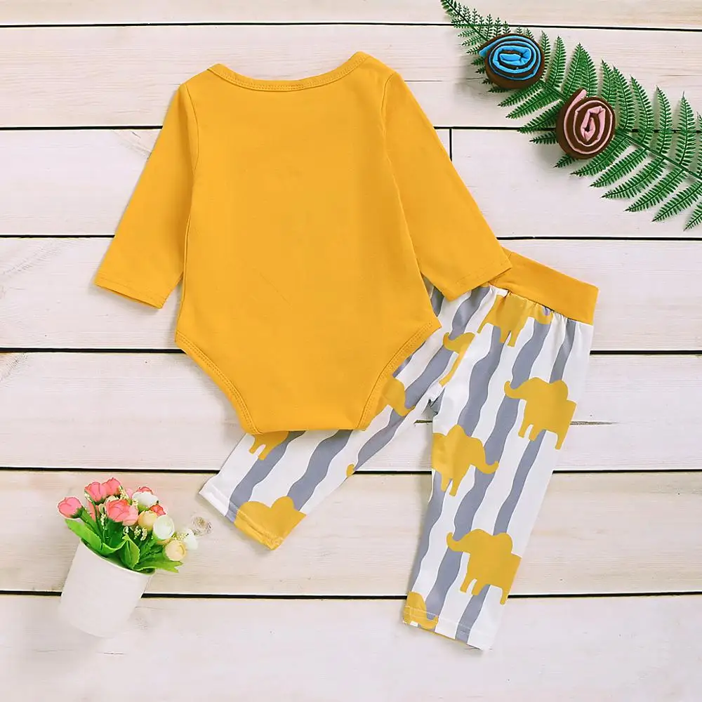 Baby Clothes Sets Spring Autumn Cotton Newborns Boys Girls Outfits 2pcs Elephant Body Tops Pants Toddler Kids Costumes 0-12 Cute