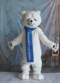 

cartoon white long fur polar bear mascot costumes new white bear costumes