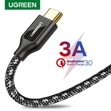 Ugreen нейлоновый USB C кабель 3A Быстрая зарядка цинковый сплав usb type C кабель для samsung S9 S8 Plus huawei mate 20 Pro usb type-C кабель