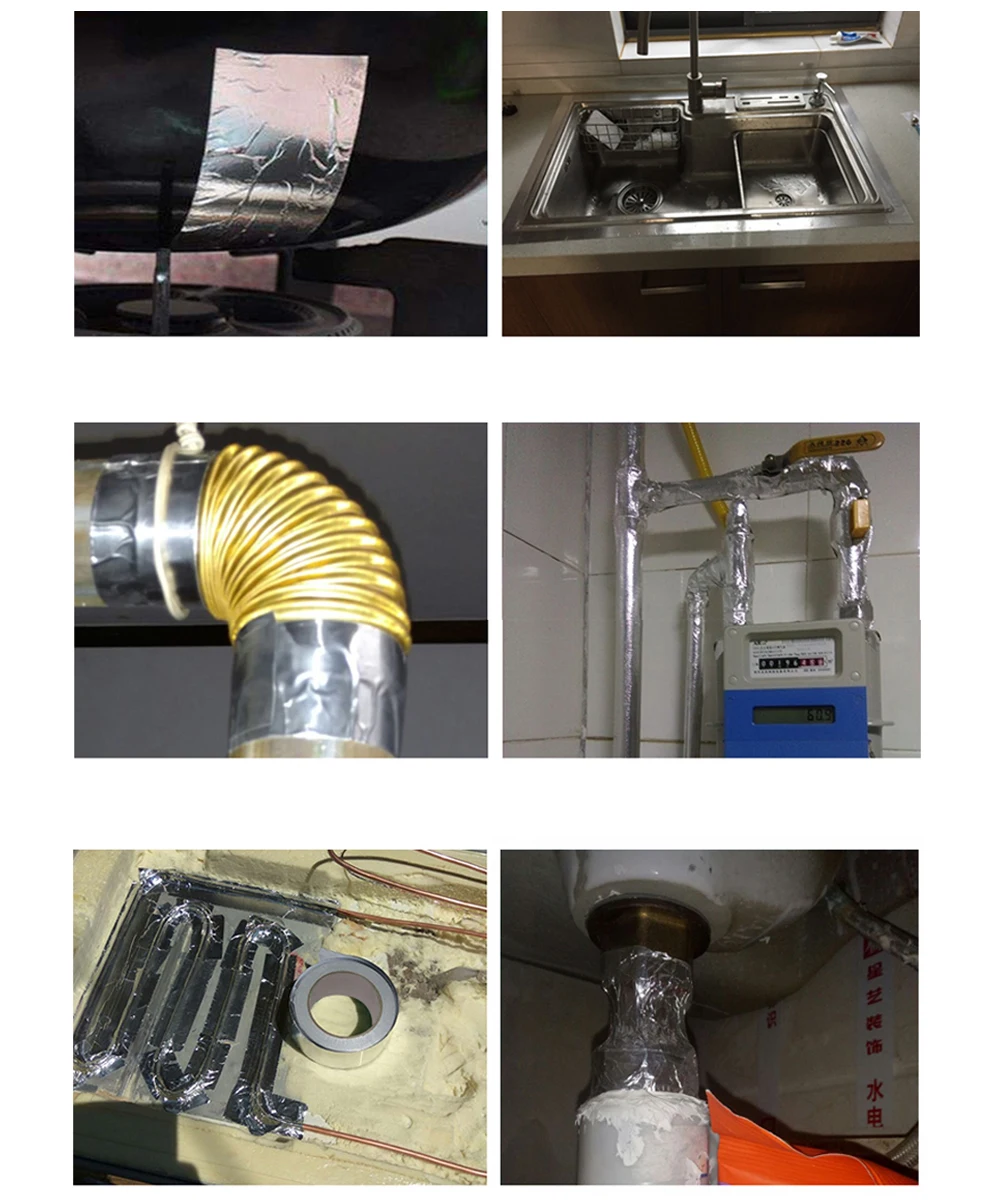 Hochtemperaturbeständiges Rauch-Auspuffrohr-Abdichtungsband für Küchenkessel, auslaufsicher, Sonnenschutz, Wärmedämmung, Aluminiumfolienband – Detail 12