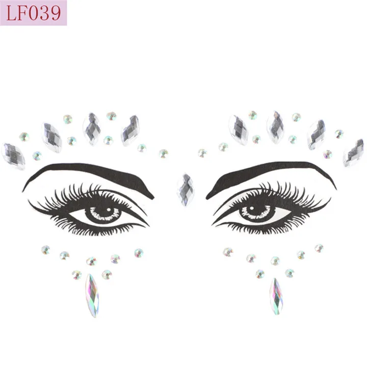 8  Acrylic Rhinestone Face Stickers Women Halloween Christmas Birthday Party Decor Environmentally Colorful Crystal Face Stickers