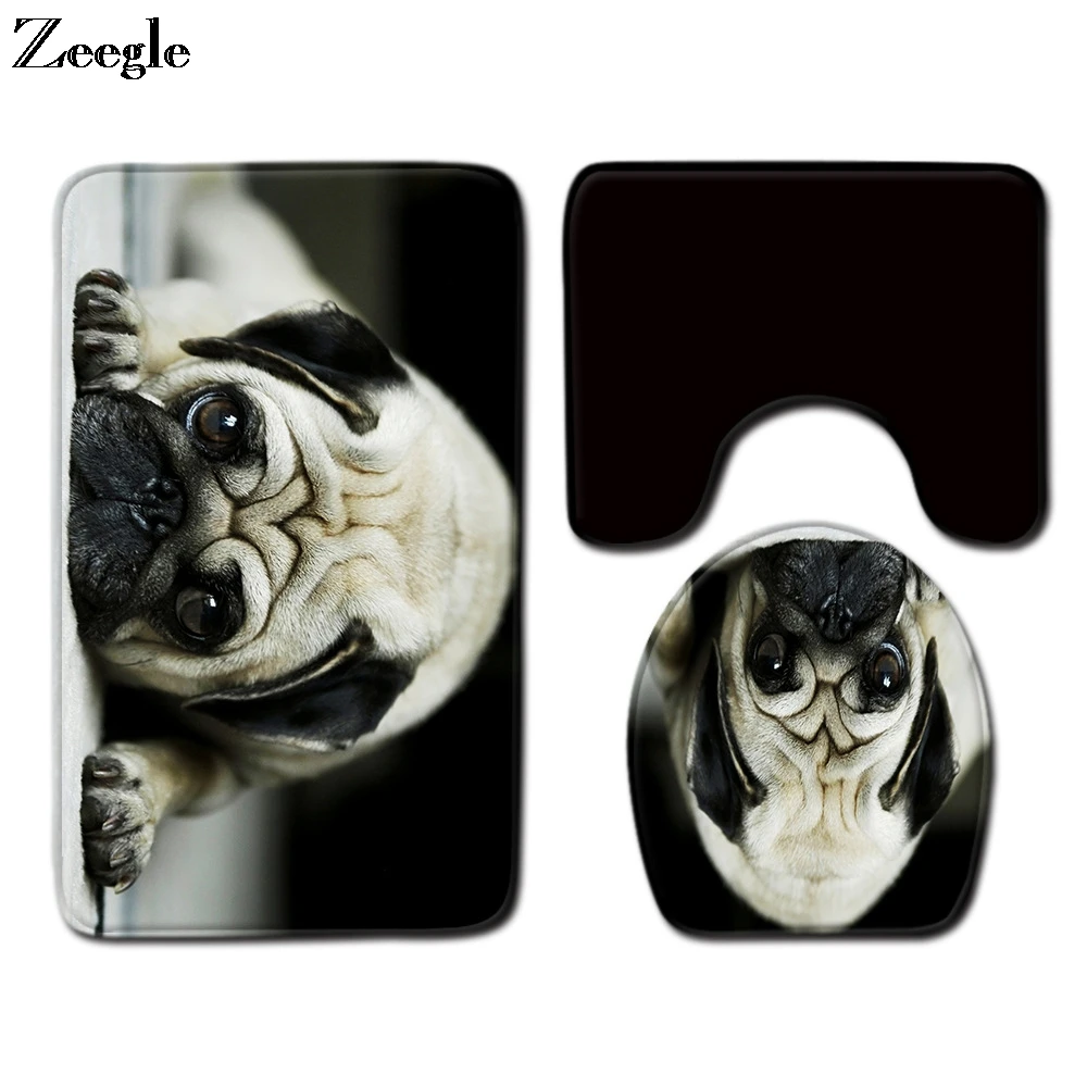 3pcs Bathroom Rug Set Anti-slip Bathroom Doormat Shower Mat Absorbent Toilet Pedestal Rug Soft Toilet Seat Cover Mat Toilet Set