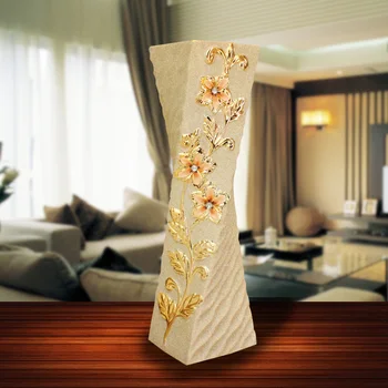 

60CM Luxury Ceramic Vase Ornament Flower Vase Figurines Ceramics Crafts European Flower Pot Home Decor Cabinet Decoration R4331