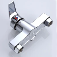 Triple Bathtub Hot and Cold Mixing Water Faucet Sink Spray Double Shower Head Deck Taps Home Improvement Parts 2